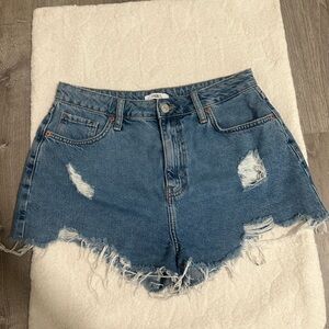 Forever 21 Shorts Womens Size 28 High Rise Blue Denim Cut Offs Distressed